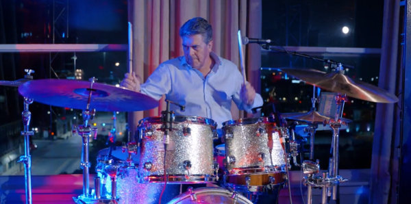 Drew Heil playing drums